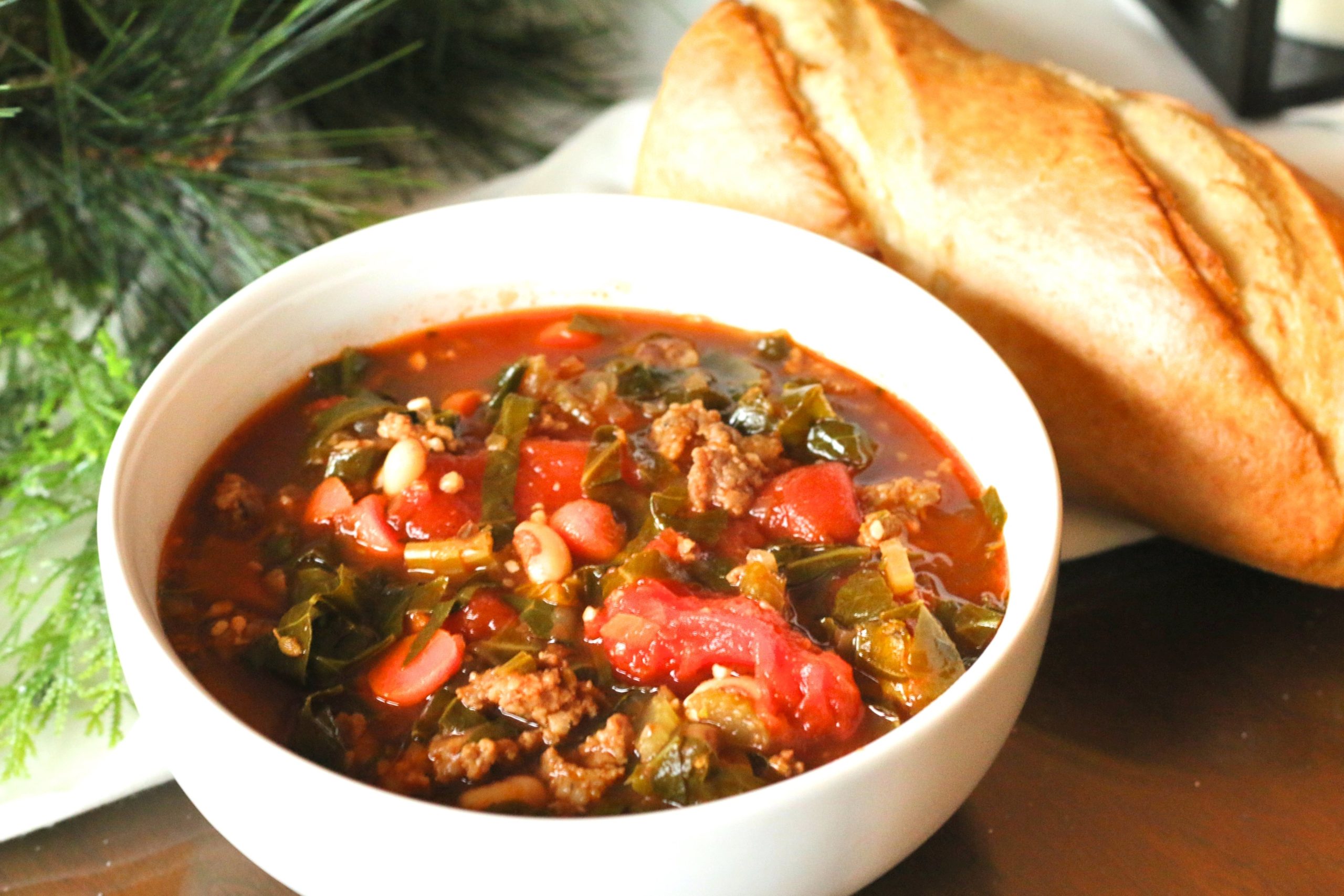 Italian sausage soup with Collard Greens and Vegetables