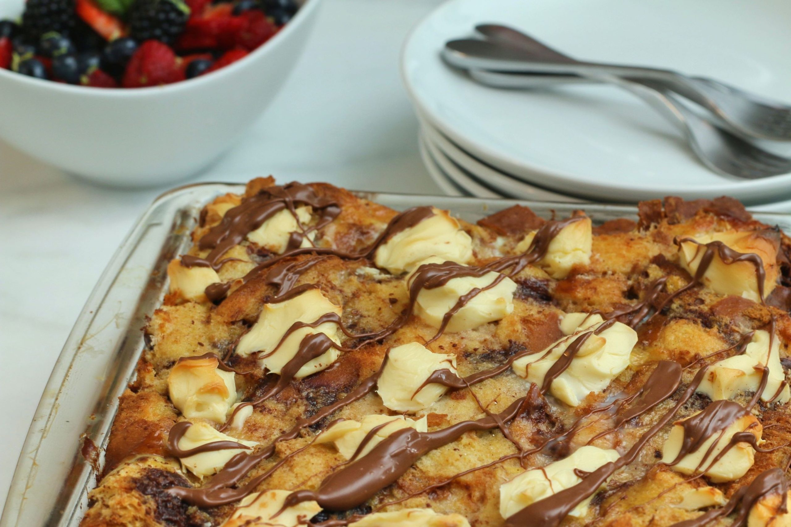 Nutella and Cream Cheese Baked French Toast